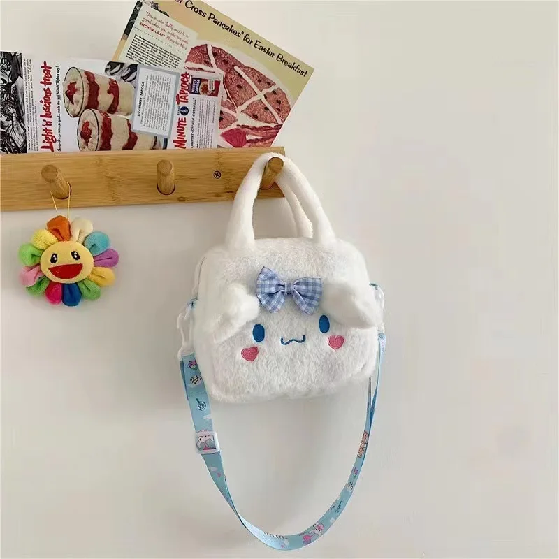 Anime Sanrio Kuromi Handbag My Melody Cinnamoroll Plush Cosmetic Bag KT Cat Travel Storage Bag Women Birthday Christmas Gifts