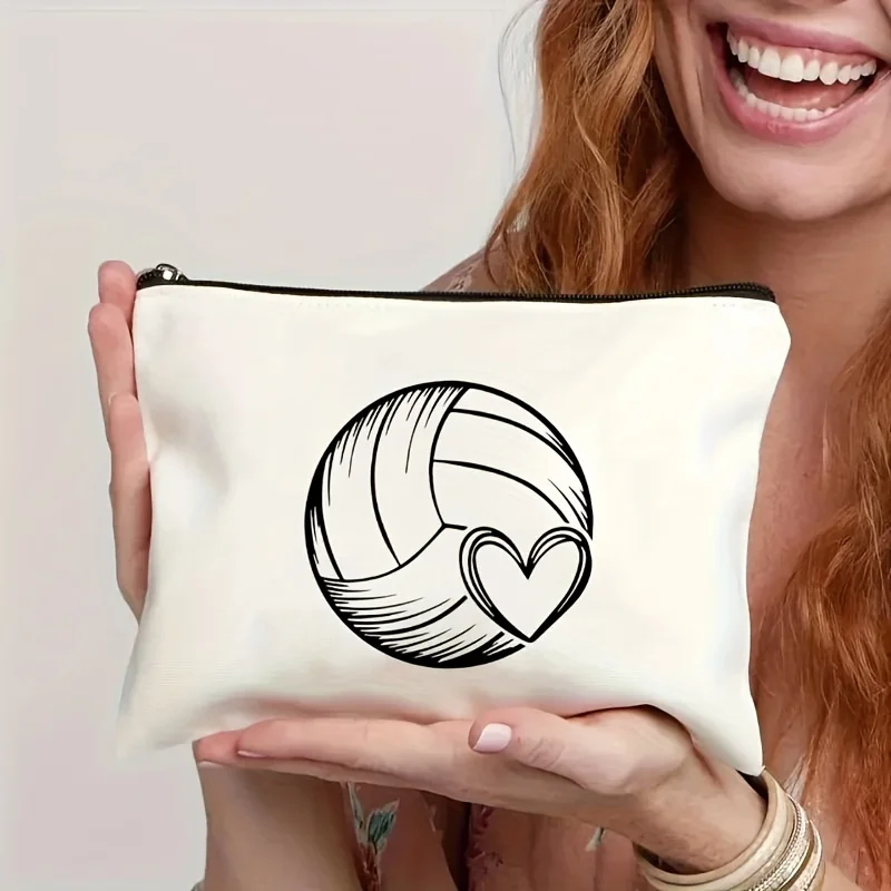 A Volleyball themed makeup bag - cute multifunctional zipper pouch for women, jewelry storage bag