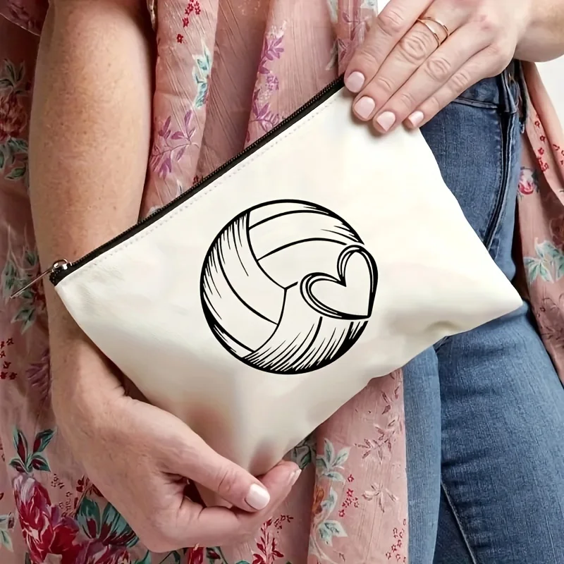 A Volleyball themed makeup bag - cute multifunctional zipper pouch for women, jewelry storage bag