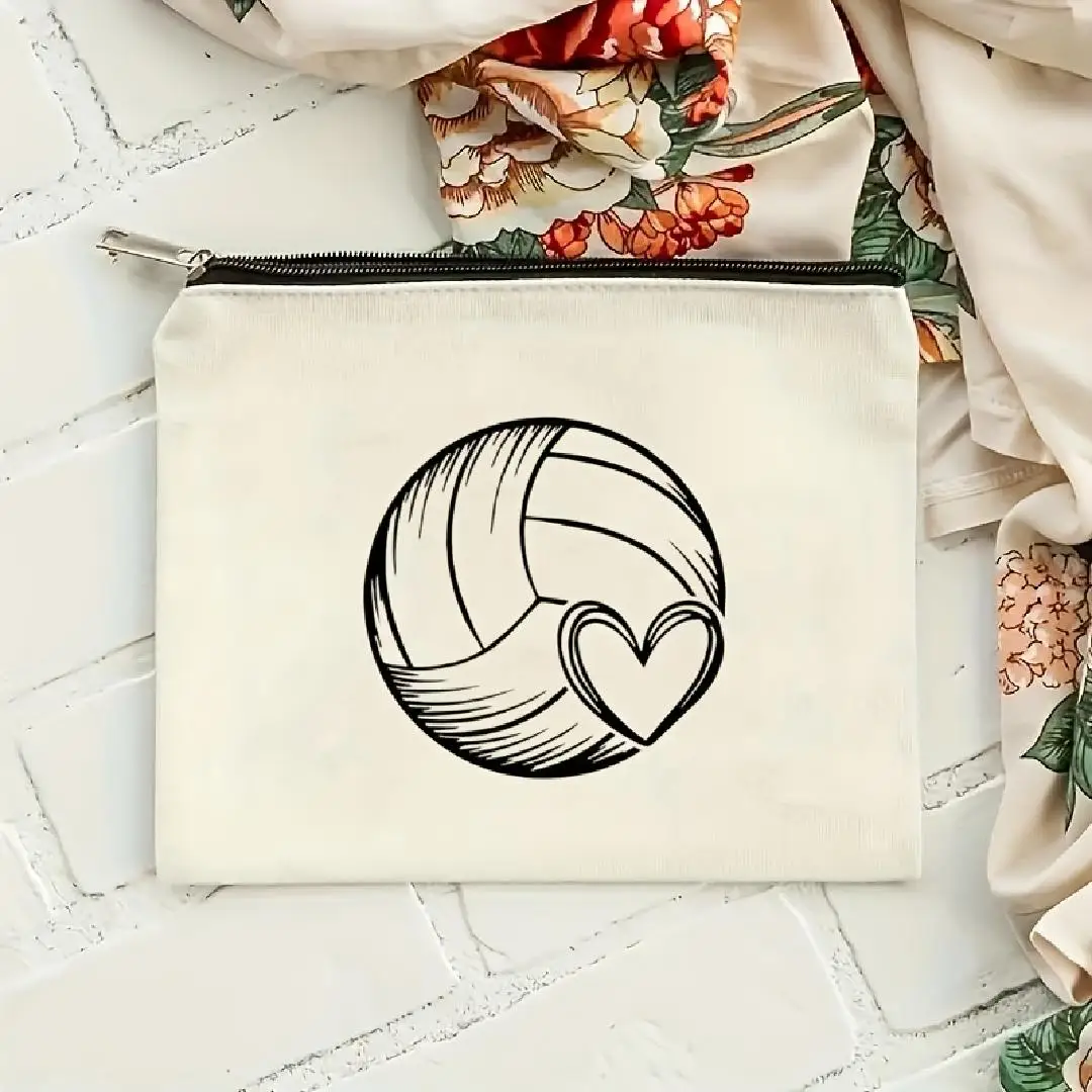 A Volleyball themed makeup bag - cute multifunctional zipper pouch for women, jewelry storage bag