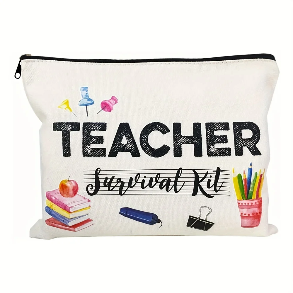 1 Piece Teacher Appreciation Gift Makeup Bag - Multifunctional Zipper Bag for Women, Jewelry Storage Bag, Perfect Travel Zipper Storage Bag, Fun Birthday Gift