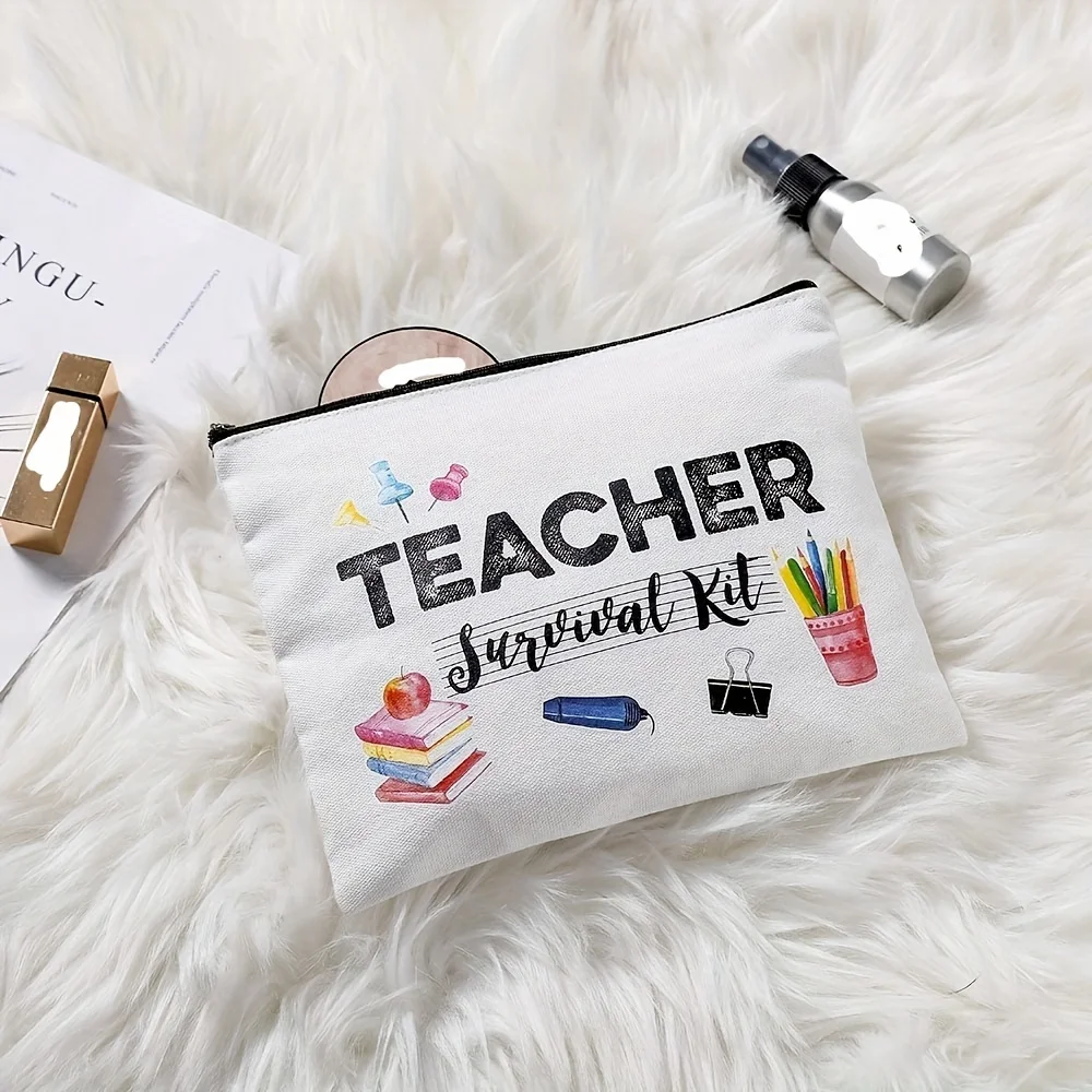 1 Piece Teacher Appreciation Gift Makeup Bag - Multifunctional Zipper Bag for Women, Jewelry Storage Bag, Perfect Travel Zipper Storage Bag, Fun Birthday Gift