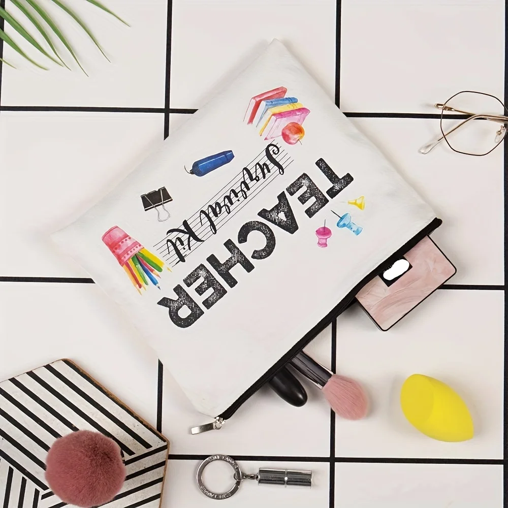 1 Piece Teacher Appreciation Gift Makeup Bag - Multifunctional Zipper Bag for Women, Jewelry Storage Bag, Perfect Travel Zipper Storage Bag, Fun Birthday Gift