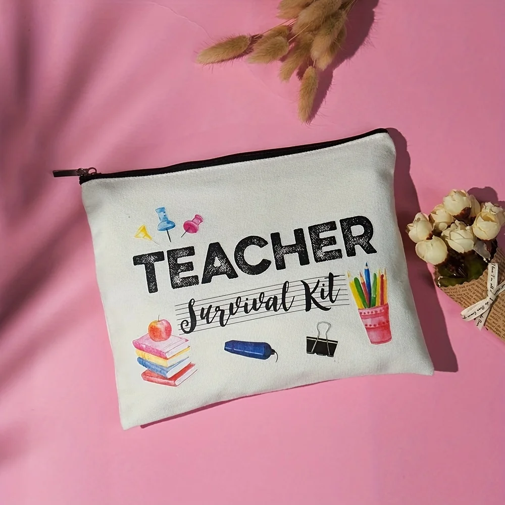 1 Piece Teacher Appreciation Gift Makeup Bag - Multifunctional Zipper Bag for Women, Jewelry Storage Bag, Perfect Travel Zipper Storage Bag, Fun Birthday Gift