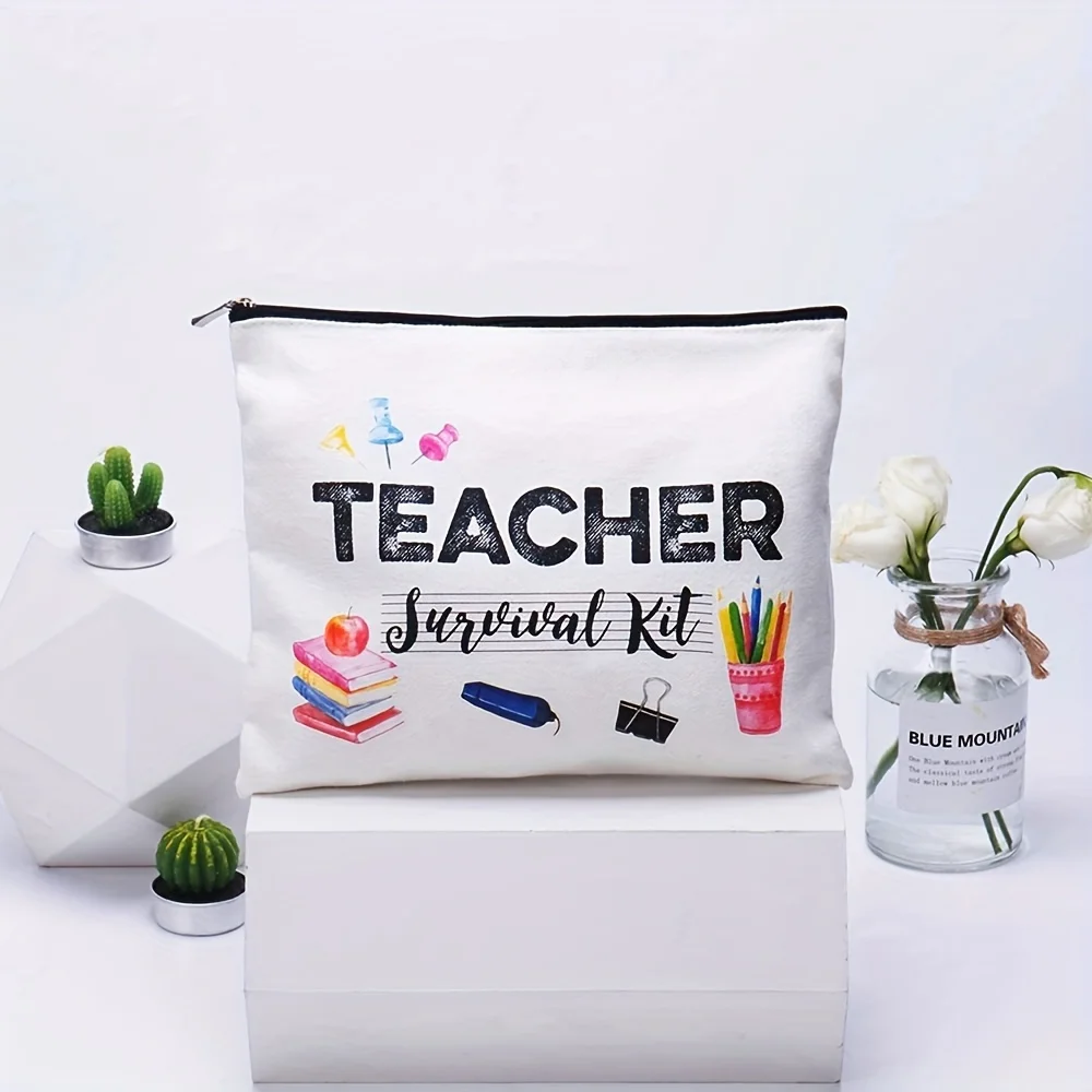 1 Piece Teacher Appreciation Gift Makeup Bag - Multifunctional Zipper Bag for Women, Jewelry Storage Bag, Perfect Travel Zipper Storage Bag, Fun Birthday Gift
