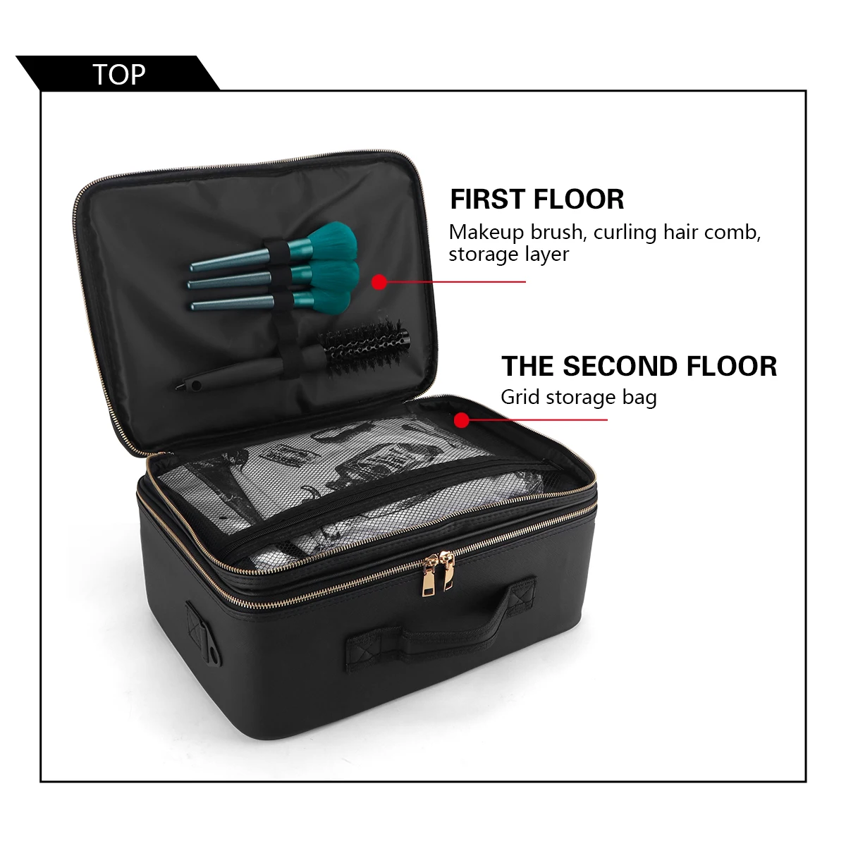 Women Travel Cosmetic Case Organizer Box Brush Holder Makeup Artist Storage Box Makeup Case Makeup Bag Professional Train Case