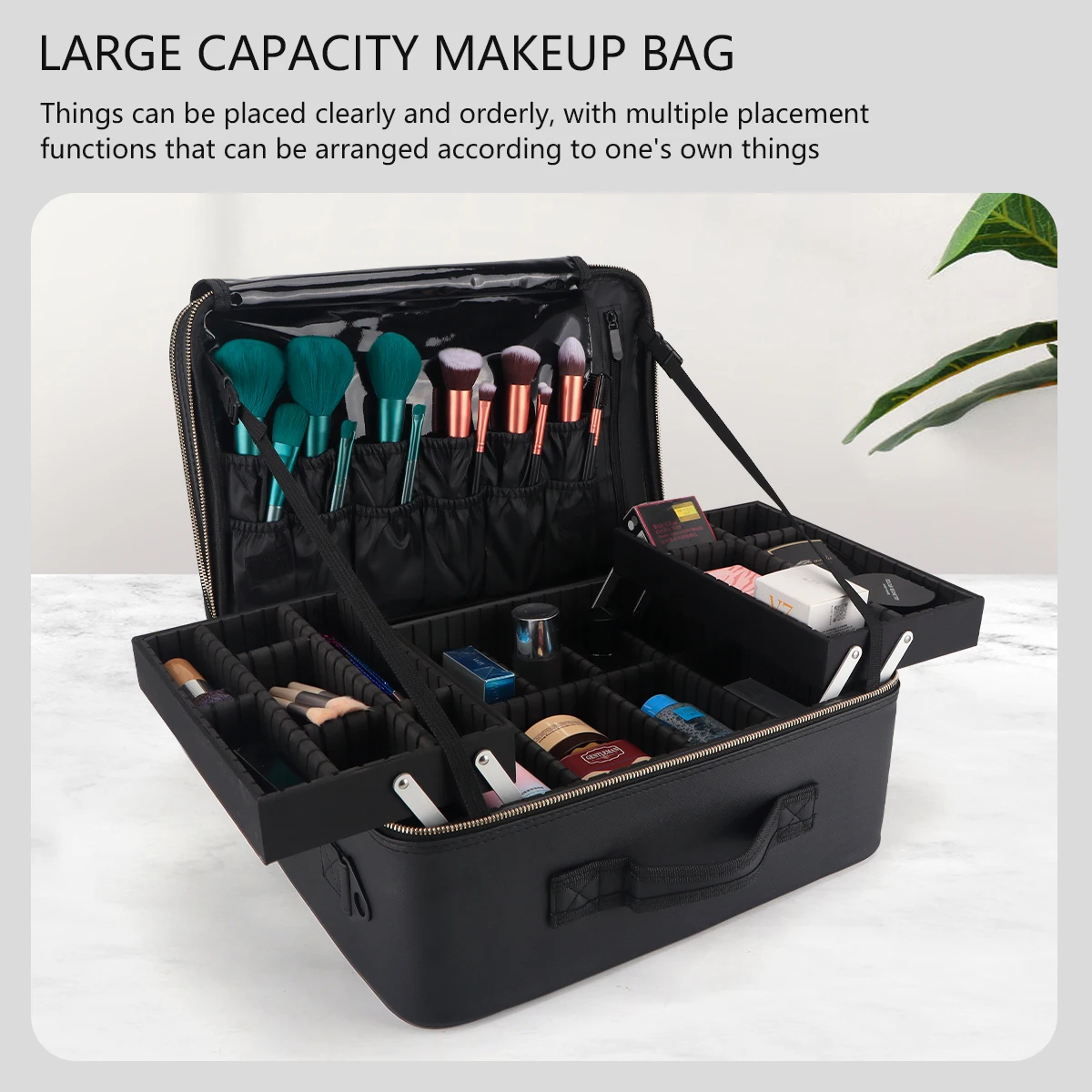 Women Travel Cosmetic Case Organizer Box Brush Holder Makeup Artist Storage Box Makeup Case Makeup Bag Professional Train Case
