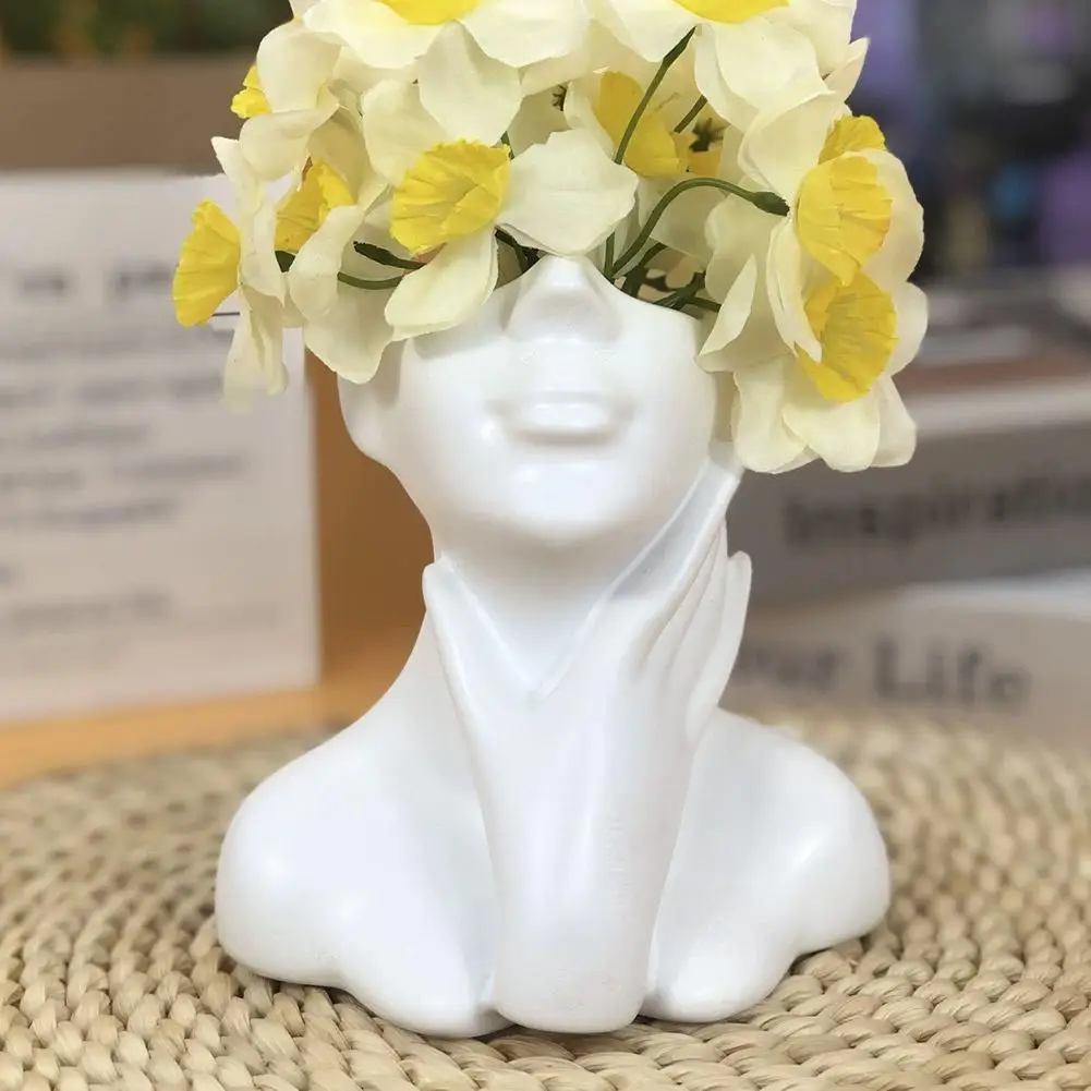 Female Bust Figurine Vase Makeup Brush Pen Holder New Creative Human Body Art Vase Desk Organizer Statue Ornament Home Decor