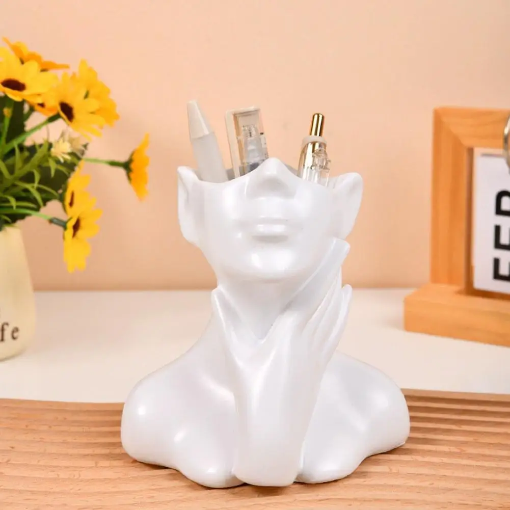 Female Bust Figurine Vase Makeup Brush Pen Holder New Creative Human Body Art Vase Desk Organizer Statue Ornament Home Decor