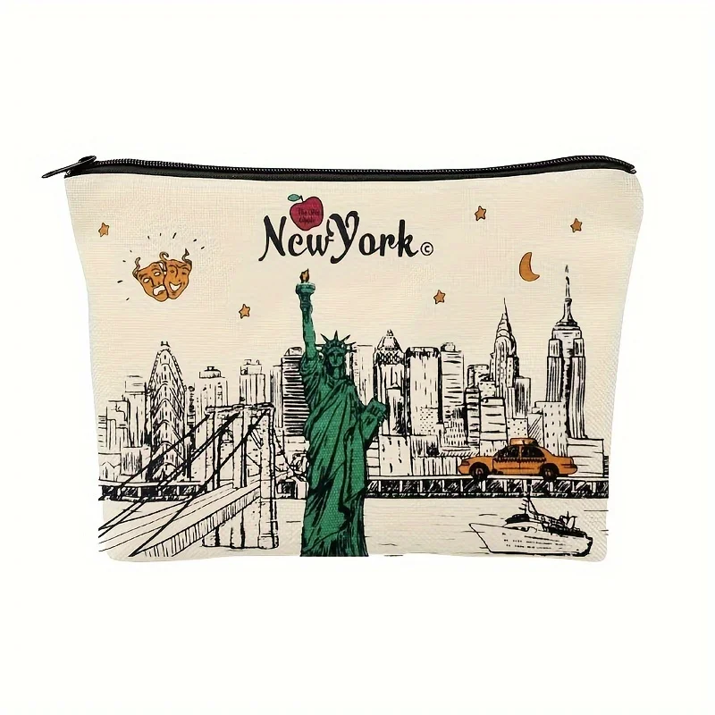 A NewYork bag - cute multifunctional zipper pouch for women, jewelry storage bagperfect travel zipper small storage bag.