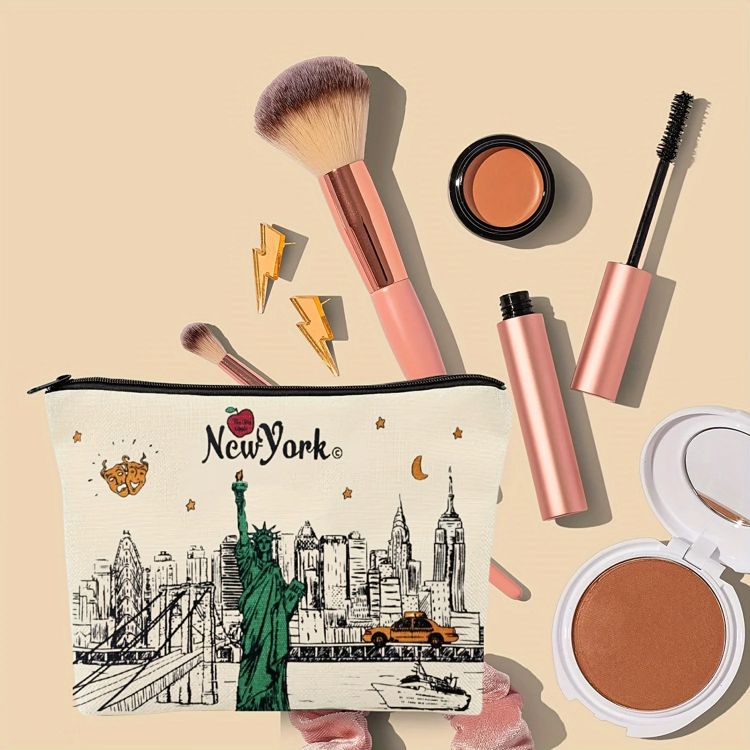 A NewYork bag - cute multifunctional zipper pouch for women, jewelry storage bagperfect travel zipper small storage bag.