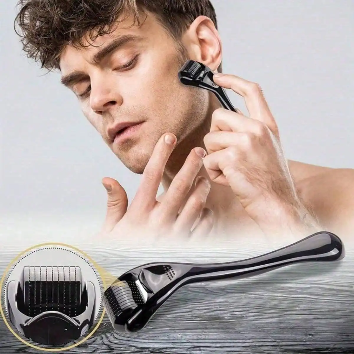 1pc-0.20mm Derma Roller Microneedle Roller For Face, Beard Roller, Microneedling Roller Beard Care Kit, Hair Beard Care Kit