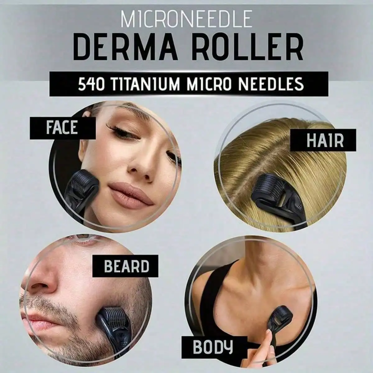 1pc-0.20mm Derma Roller Microneedle Roller For Face, Beard Roller, Microneedling Roller Beard Care Kit, Hair Beard Care Kit
