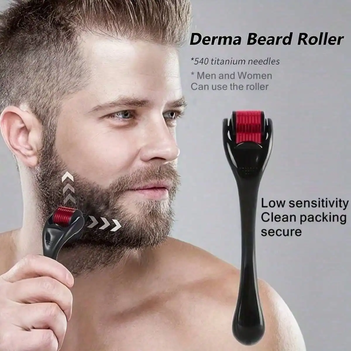 1pc-0.20mm Derma Roller Microneedle Roller For Face, Beard Roller, Microneedling Roller Beard Care Kit, Hair Beard Care Kit