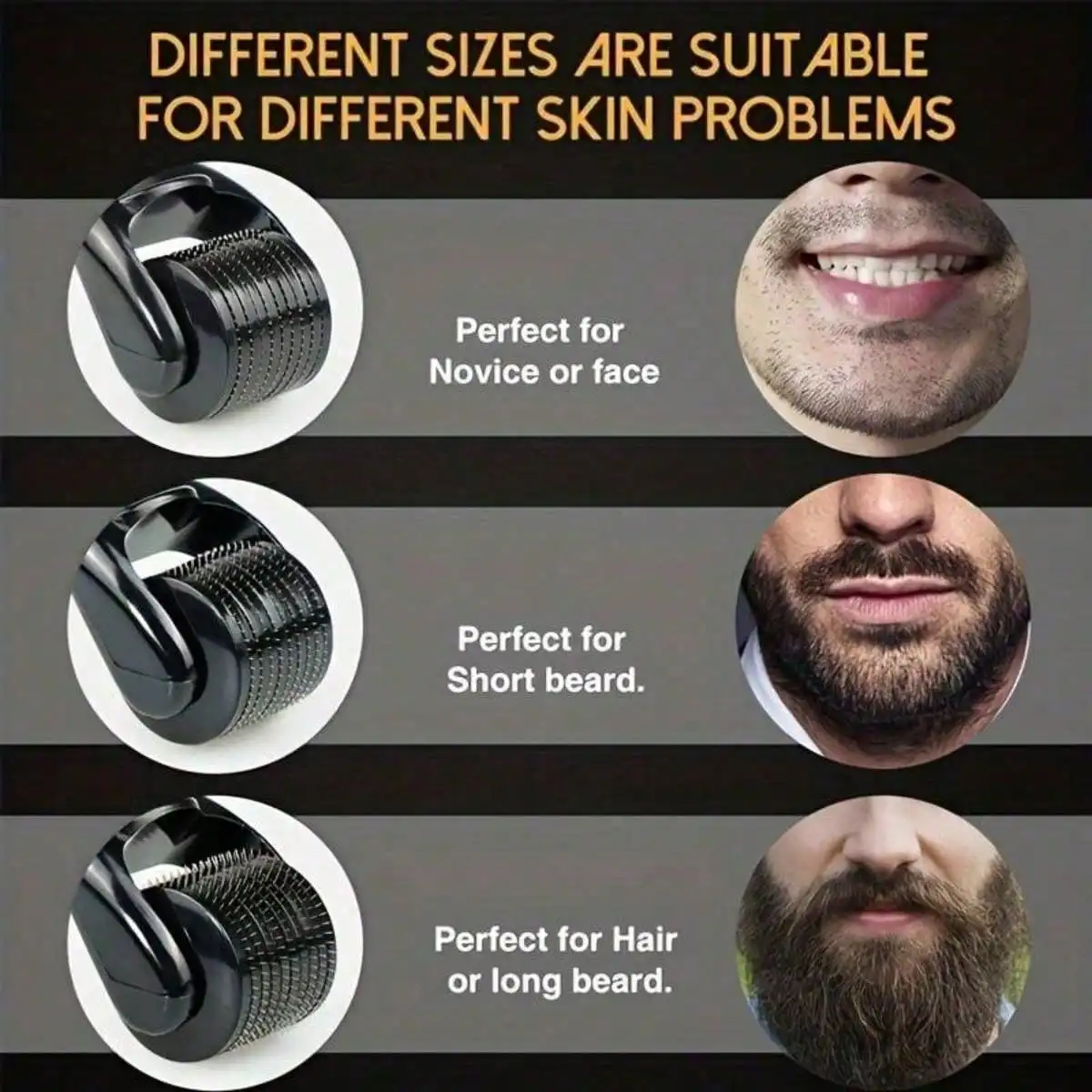 1pc-0.20mm Derma Roller Microneedle Roller For Face, Beard Roller, Microneedling Roller Beard Care Kit, Hair Beard Care Kit