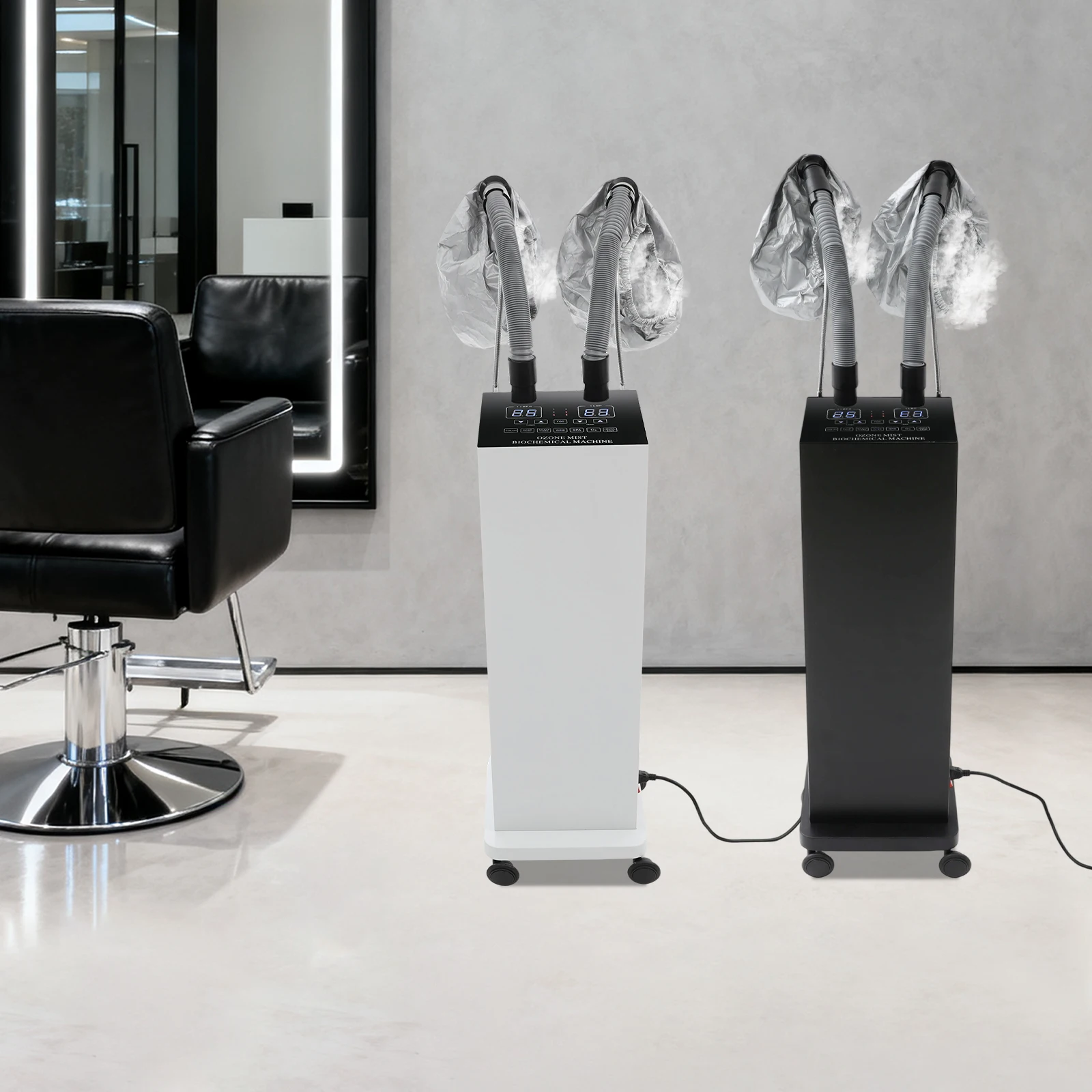 650W Dual-tube Hair Steaming Machine Barber Shop Hair Care Device Professional Micro Mist Hair Color Processor 110V White/Black