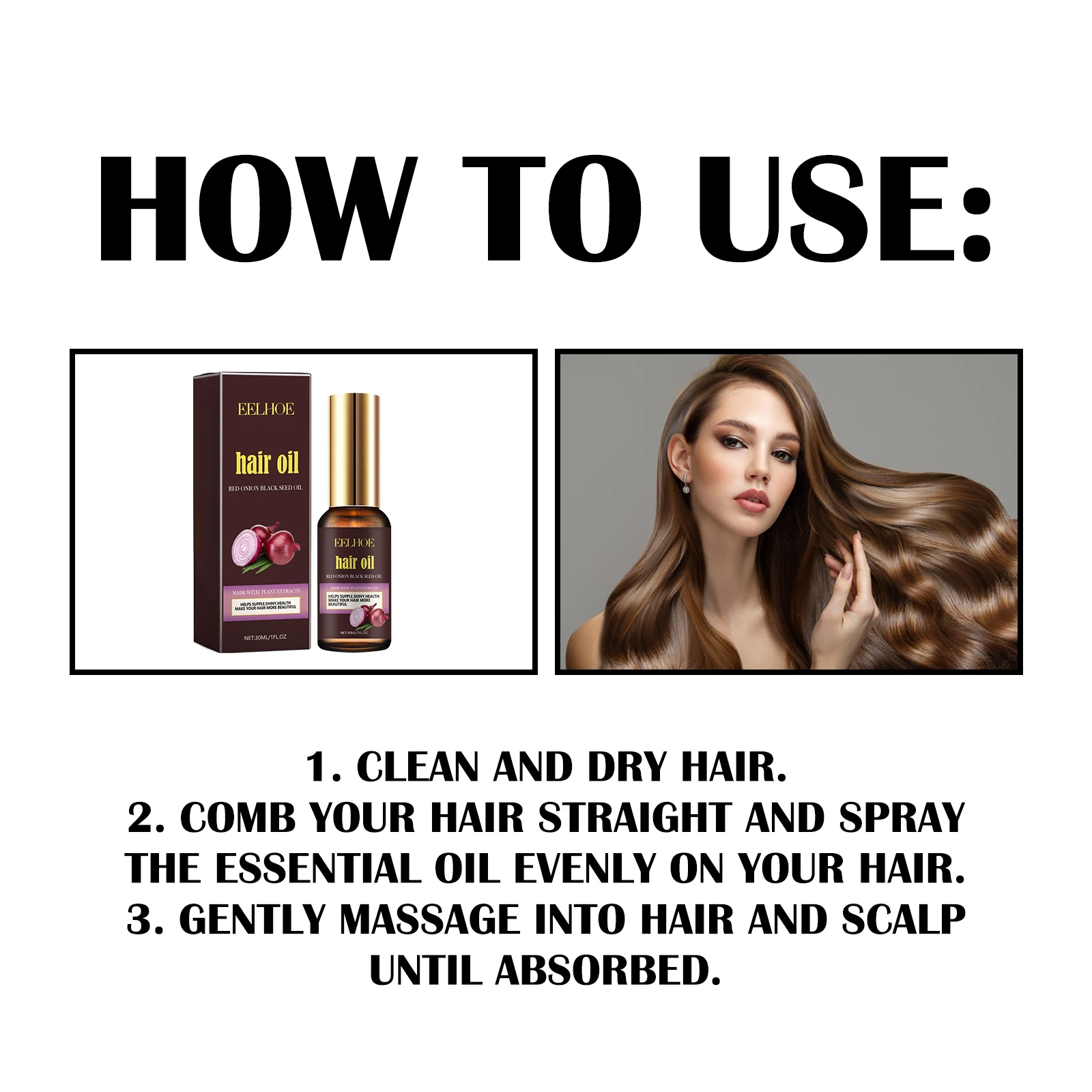 Red Onion Hair Oil Nourishing Treatment Repair Damaged Root Reduce Frizzy Flyaways Moisturizing Promotes Thicker Fuller Hair