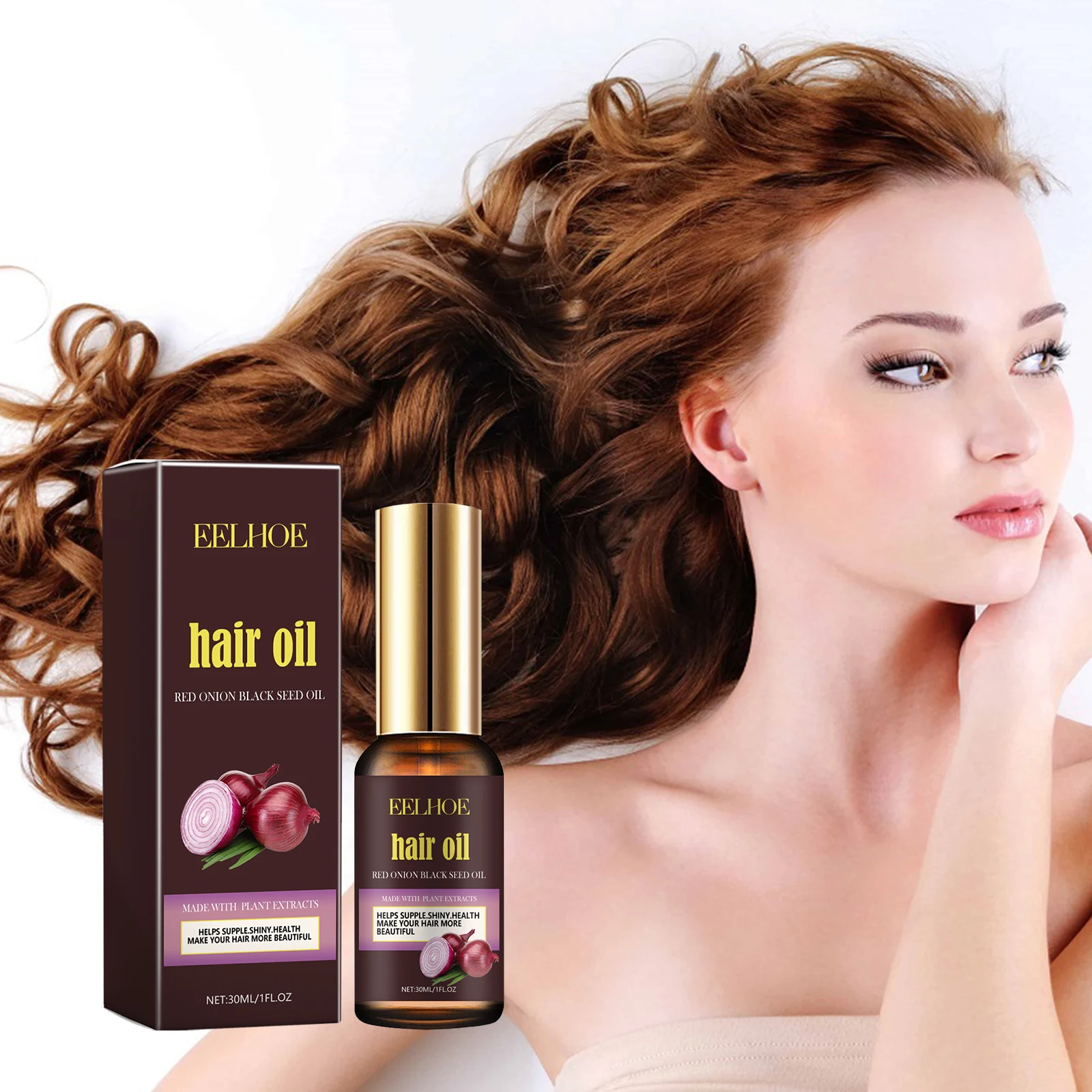 Red Onion Hair Oil Nourishing Treatment Repair Damaged Root Reduce Frizzy Flyaways Moisturizing Promotes Thicker Fuller Hair