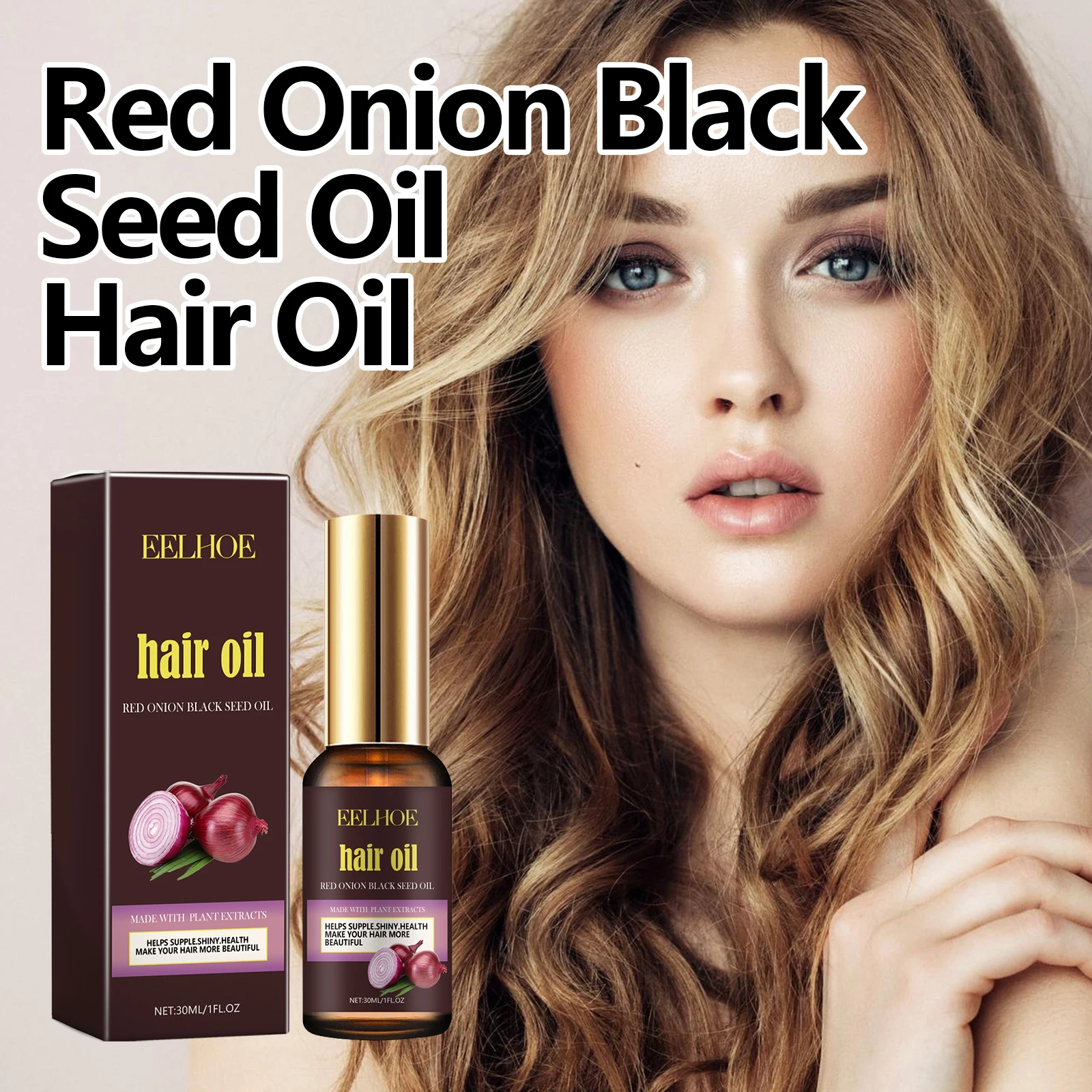 Red Onion Hair Oil Nourishing Treatment Repair Damaged Root Reduce Frizzy Flyaways Moisturizing Promotes Thicker Fuller Hair