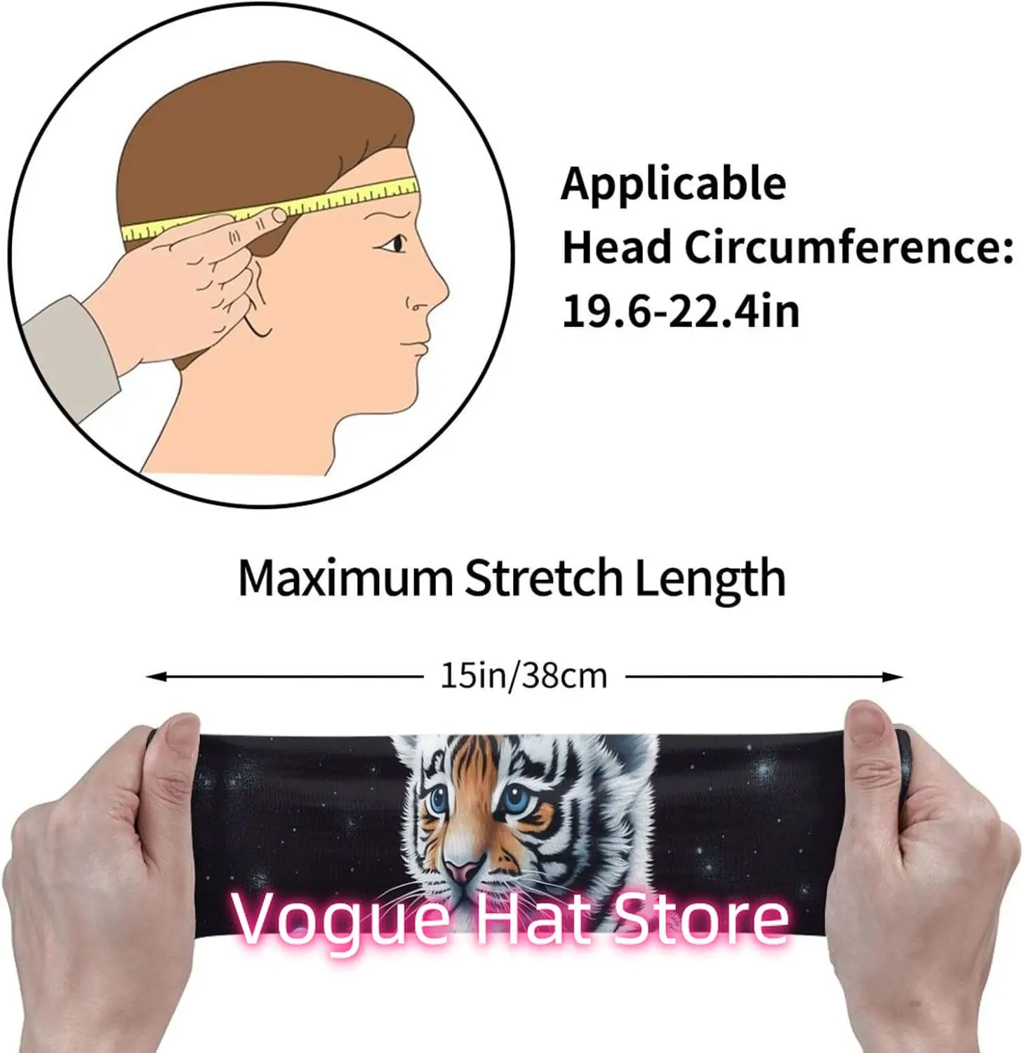Sports Headband for Men Women Moisture Wicking Athletic Sweatband Little Tiger in Space Workout Sweat Bands Non Slip Headbands S