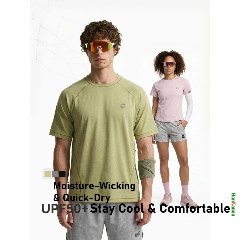 Men‘s Workout Quick-Dry Shirt, UPF Sun Protection Moisture Wicking Top, Lightweight for Outdoor Sports Women’s Quick-Dry T-Shirt