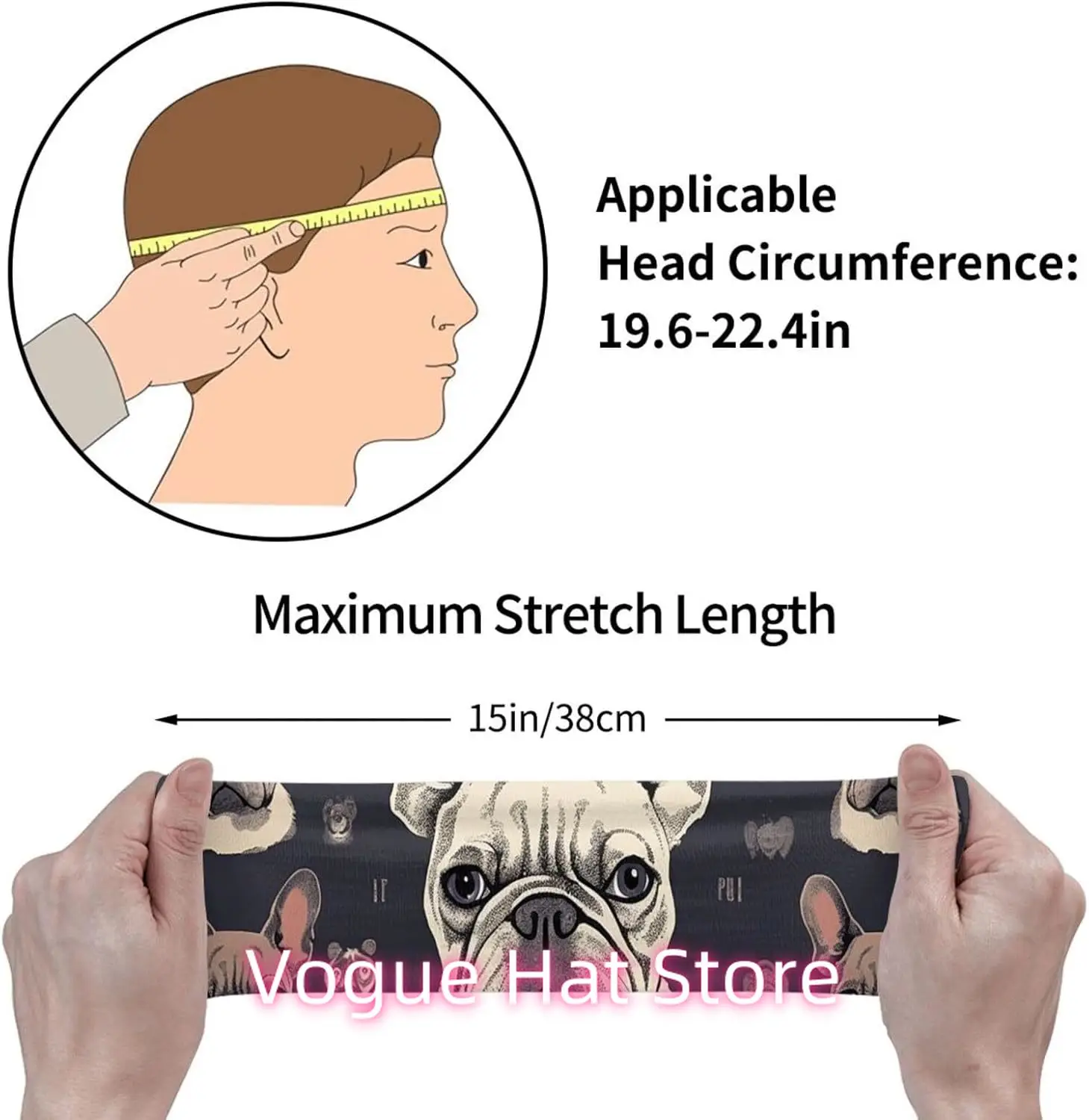 Sports Headband for Men Women Moisture Wicking Athletic Sweatband I Love French Bulldog Workout Sweat Bands Non Slip Headbands S