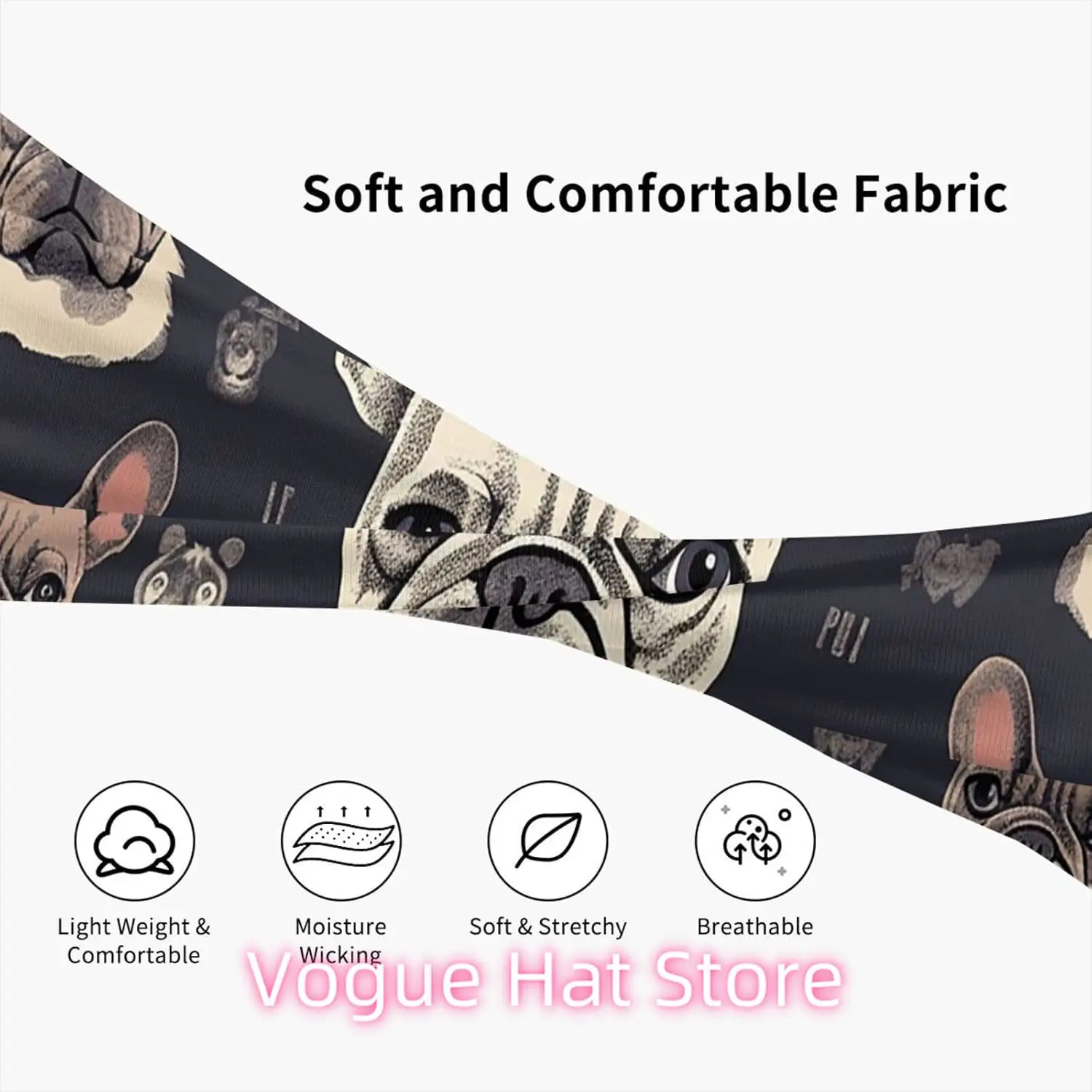 Sports Headband for Men Women Moisture Wicking Athletic Sweatband I Love French Bulldog Workout Sweat Bands Non Slip Headbands S
