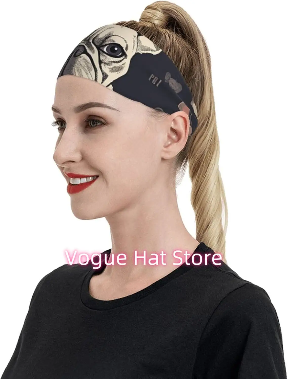 Sports Headband for Men Women Moisture Wicking Athletic Sweatband I Love French Bulldog Workout Sweat Bands Non Slip Headbands S