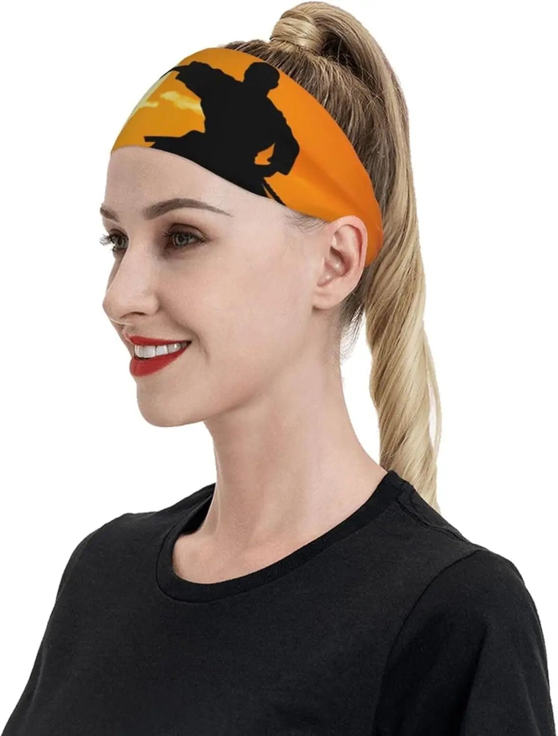 Sports Headband for Men Women Moisture Wicking Athletic Sweatband Sun Karate Silhouette Workout Sweat Bands Non Slip Headbands S