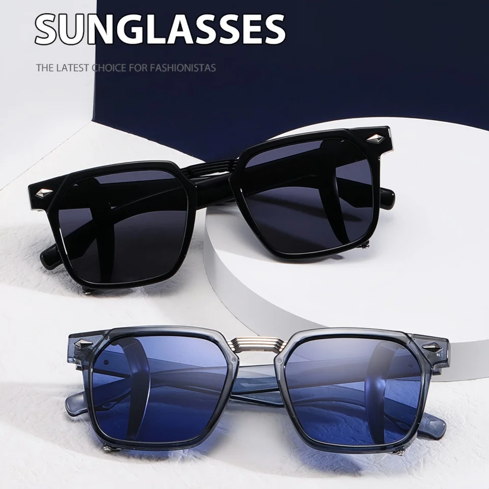 New Trendy Retro Rice Nail Design y2k Style TR90 Box Classic Men‘s And Women’s Daily Travel Driving Sunscreen Sunglasses UV400