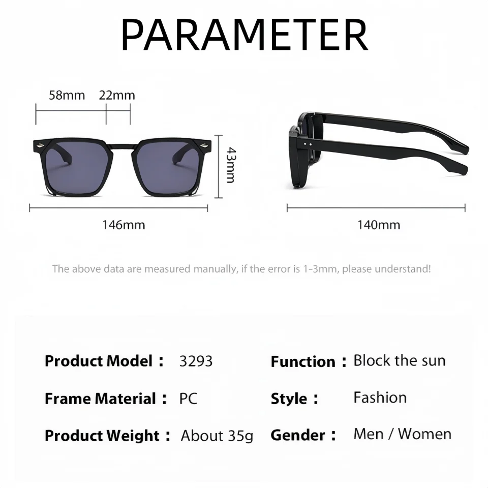 New Trendy Retro Rice Nail Design y2k Style TR90 Box Classic Men‘s And Women’s Daily Travel Driving Sunscreen Sunglasses UV400