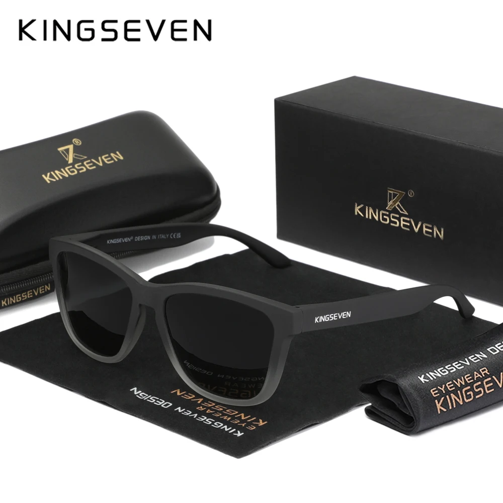 KINGSEVEN Men‘s Matte Frame Sunglasses Polarized UV400 Sunscreen Glasses Fashion Ultralight TR90 Women Causal Driving Eyewear
