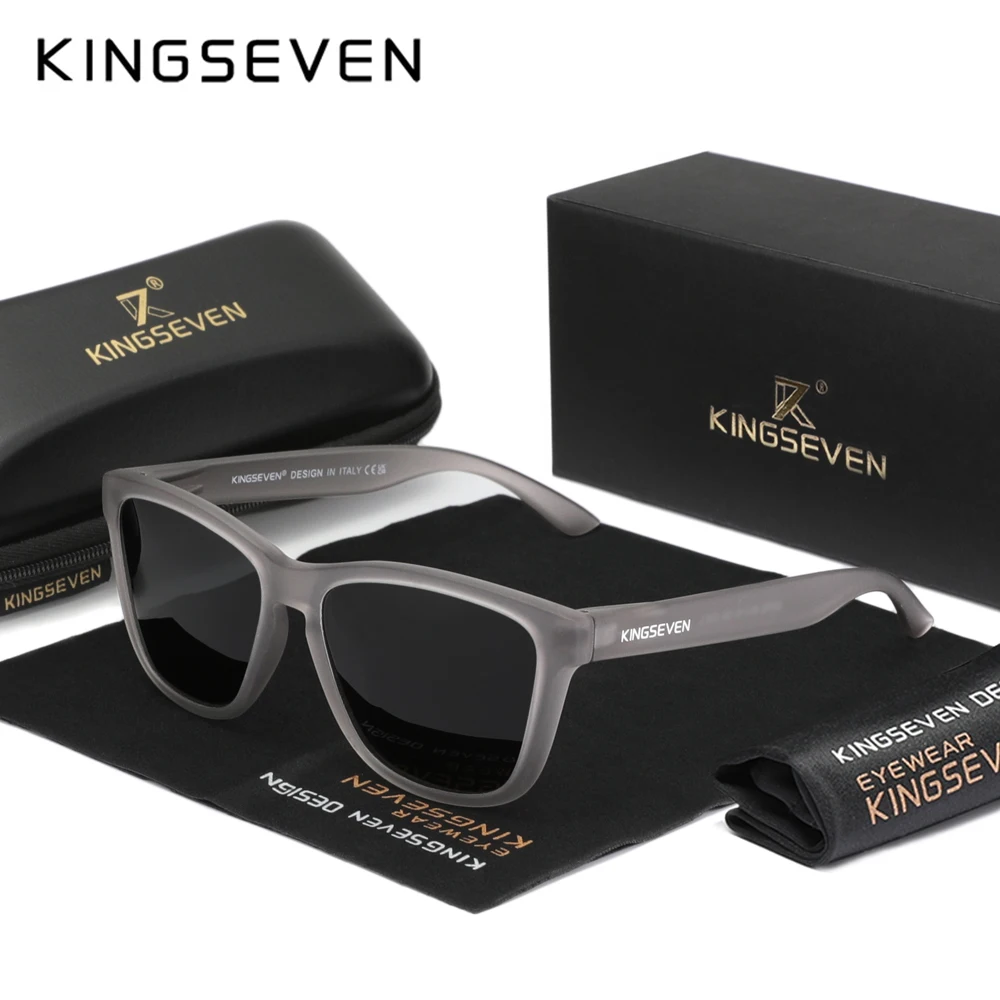 KINGSEVEN Men‘s Matte Frame Sunglasses Polarized UV400 Sunscreen Glasses Fashion Ultralight TR90 Women Causal Driving Eyewear