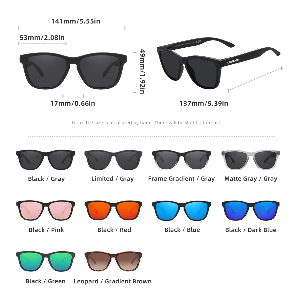 KINGSEVEN Men‘s Matte Frame Sunglasses Polarized UV400 Sunscreen Glasses Fashion Ultralight TR90 Women Causal Driving Eyewear