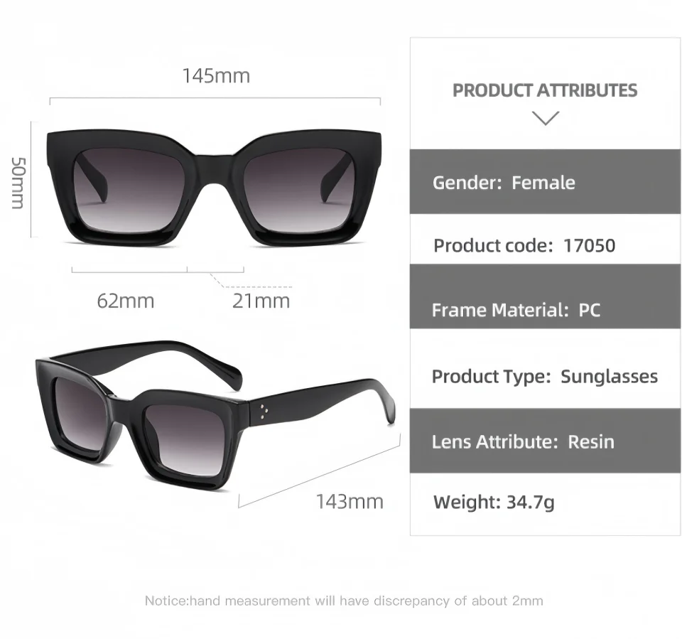 Large Square And Exquisite Durable TR90 Frame Men’s And Women‘s Fashionable Daily Outdoor Driving Travel Sunscreen Sunglasses