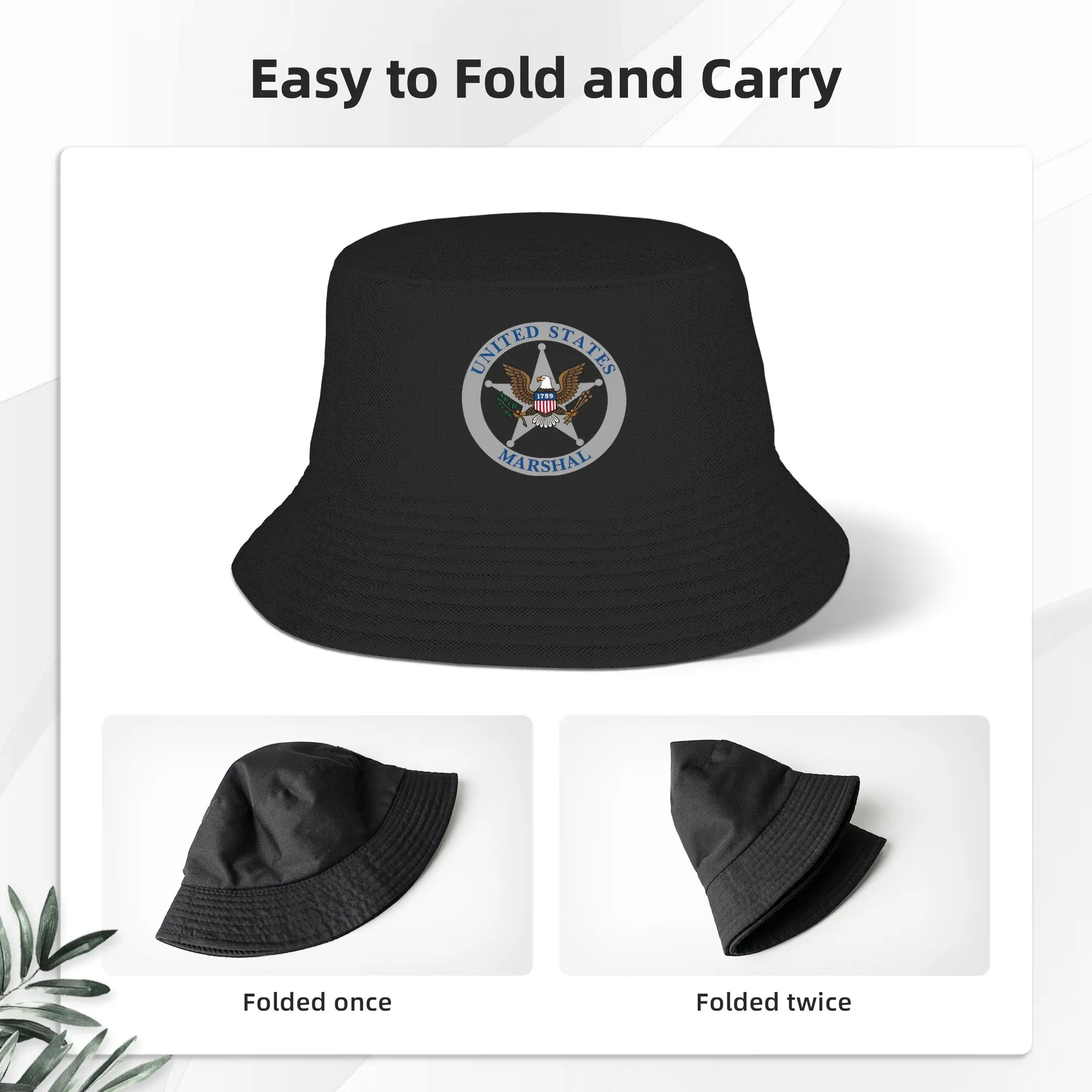 US United States U.S. Marshal Police Bucket Hat  Outdoor Fisherman Caps For Men Women Casual Hunting Sunscreen Hats  Custom Cap