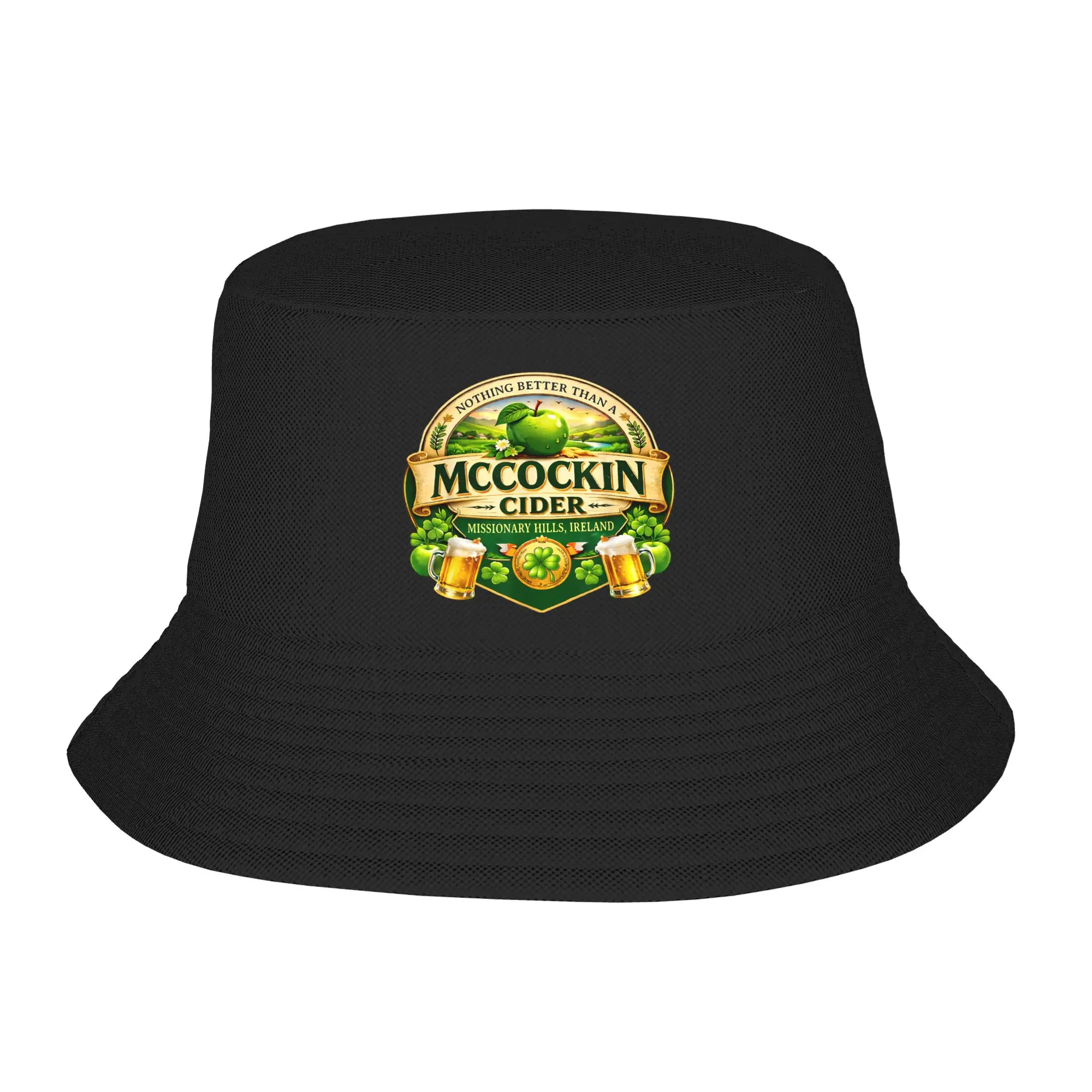 McCockin Cider McCain Funny St Patrick-s Day Bucket Hat For Men Women Fishing Caps Breathable Outdoor Printed Sunscreen Hats