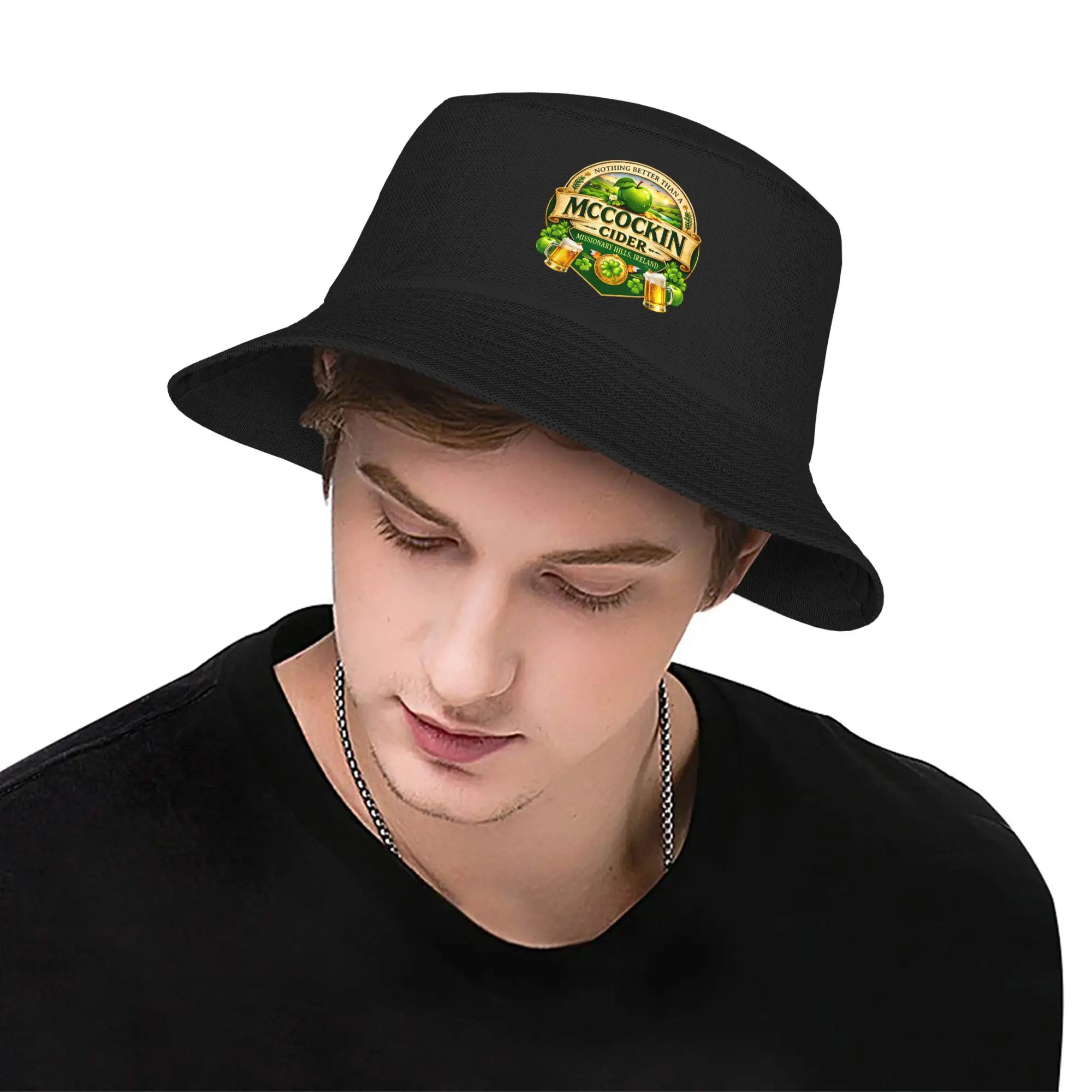 McCockin Cider McCain Funny St Patrick-s Day Bucket Hat For Men Women Fishing Caps Breathable Outdoor Printed Sunscreen Hats