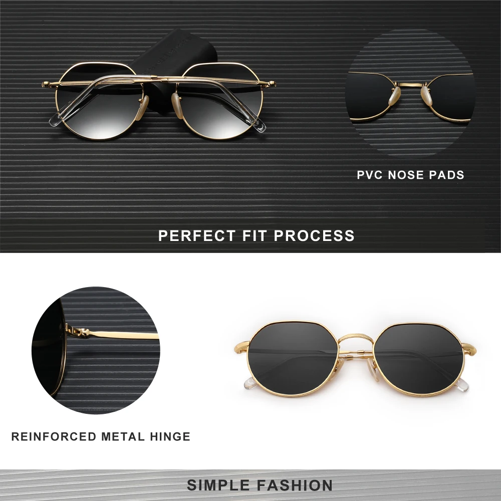 KINGSEVEN Round Alloy Men‘s 2PCS Sunglasses Polarized UV400 Anti-reflection Sunscreen Glasses Women Retro Causal Outdoor Eyewear