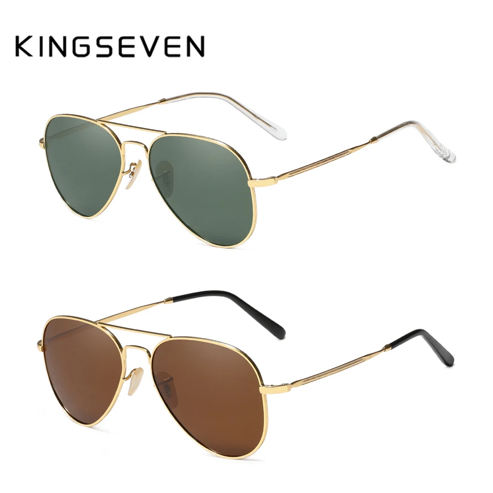 KINGSEVEN UV400 2PCS Pilot Sunglasses Men’s Trendy Polarized Sunscreen Glasses Alloy Women Outdoor Driving Vacation Eyewear Set