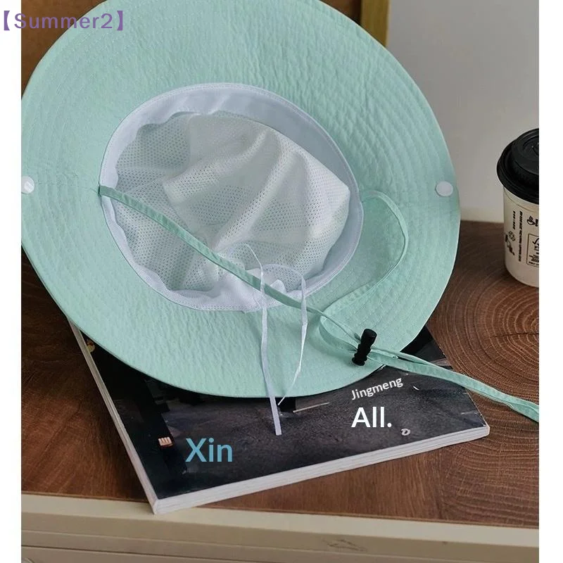 【Xia2】Candy Color Bow Embroidery Quick Dry Bucket Hat Summer Fashion Wide Brim Fordable Sunscreen Caps Y2K Girl Women{S}