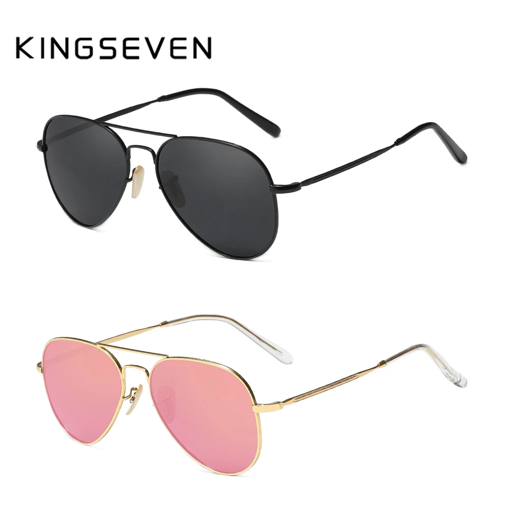 KINGSEVEN 2PCS Alloy Men‘s Sunglasses Polarized UV400 Sunscreen Glasses Vacation Women Retro Luxury Driving Outdoor Eyewear Set