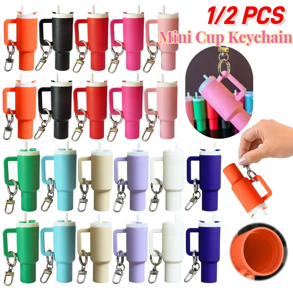 Mini Tumbler Cup Keychain Mini Tumbler Lip Balm Keychain Charms Key Ring for Women Handbag for Water Bottle Accessories