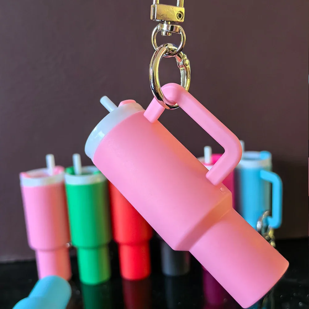 Mini Tumbler Cup Keychain Mini Tumbler Lip Balm Keychain Charms Key Ring for Women Handbag for Water Bottle Accessories