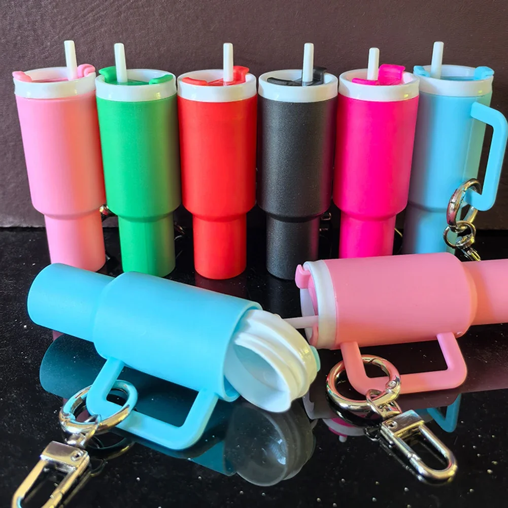 Mini Tumbler Cup Keychain Mini Tumbler Lip Balm Keychain Charms Key Ring for Women Handbag for Water Bottle Accessories