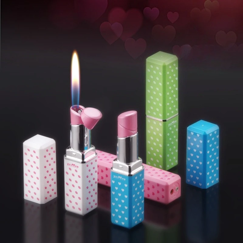 Creative Lipstick Series Lighter Special for Ladies Portable Open Flame Cigarette Butane Lighters Smoking Accessoreis Gifts