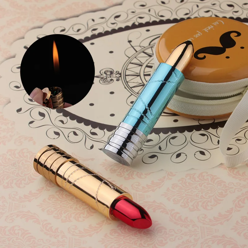 Creative Lipstick Series Lighter Special for Ladies Portable Open Flame Cigarette Butane Lighters Smoking Accessoreis Gifts
