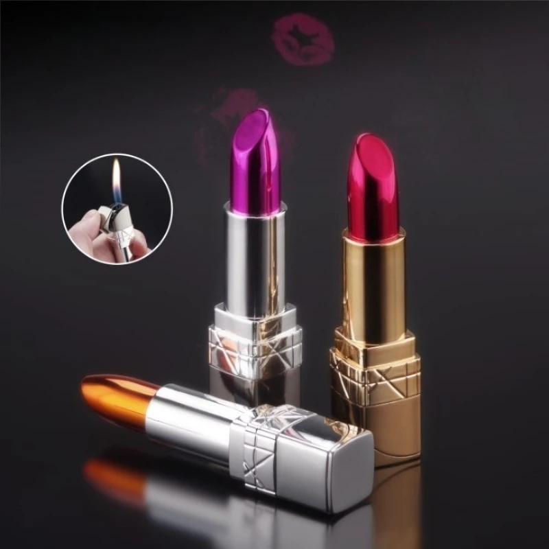 Creative Lipstick Series Lighter Special for Ladies Portable Open Flame Cigarette Butane Lighters Smoking Accessoreis Gifts
