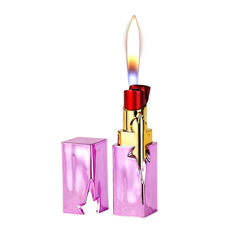 Creative Lipstick Series Lighter Special for Ladies Portable Open Flame Cigarette Butane Lighters Smoking Accessoreis Gifts