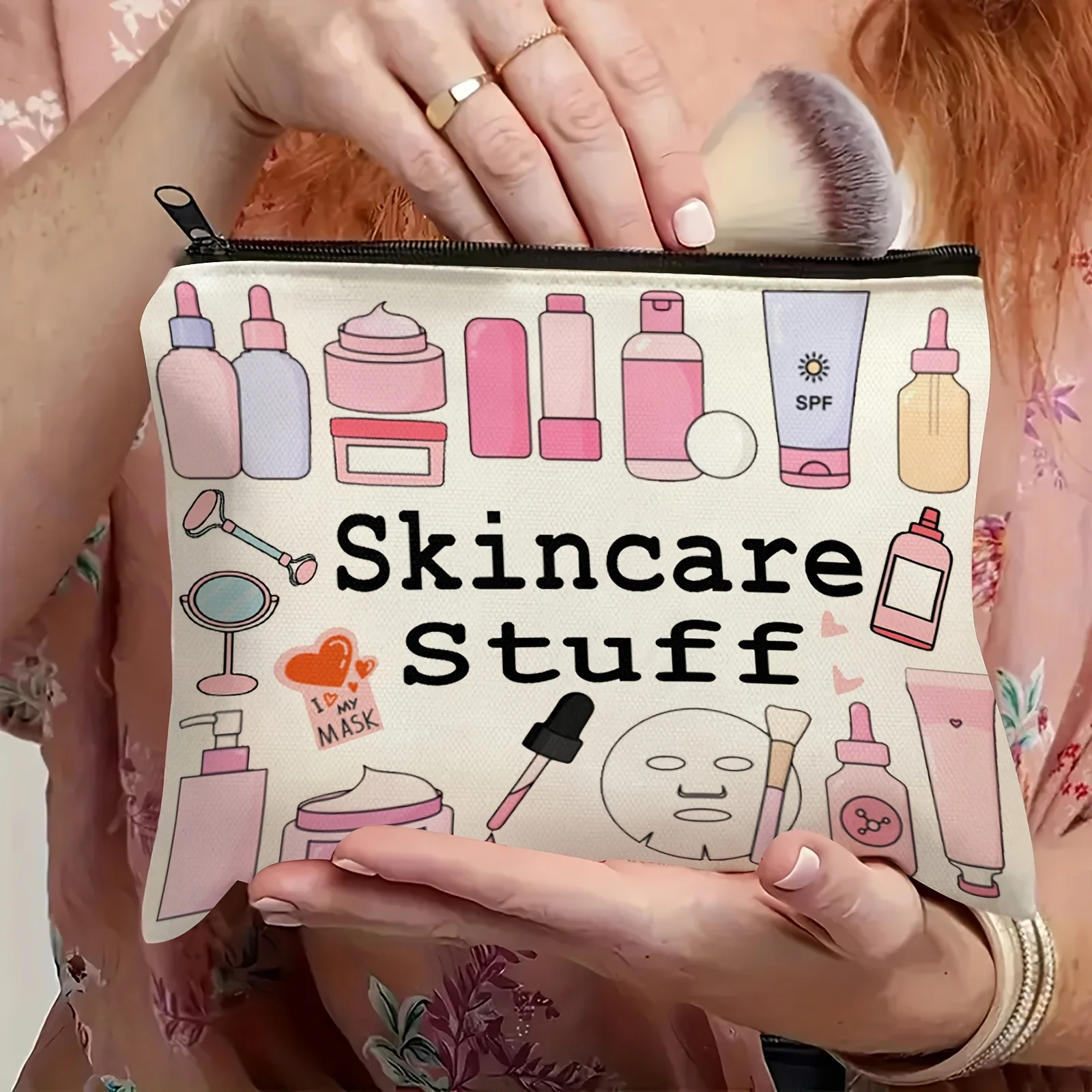Fashionable Skincare Stuff Travel Cosmetic Bag - Durable Zipper, Odorless, Lightweight Design for Men & Women